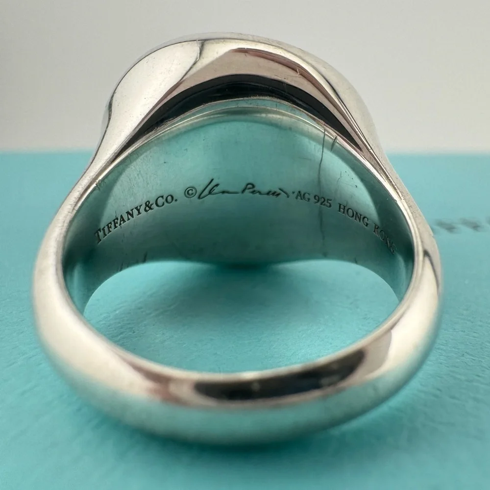 Tiffany & Co. Elsa Peretti Black Jade Cabochon Ring 15.5mm Size 5